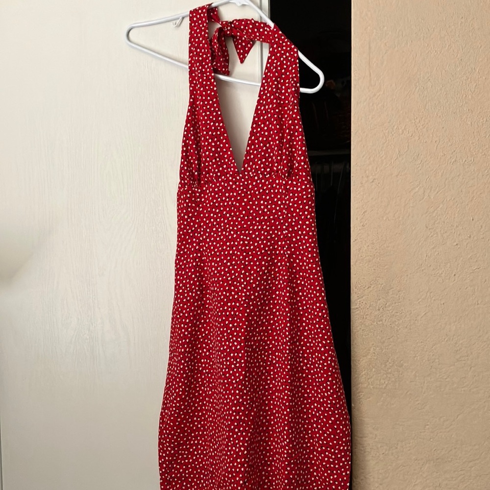 5/$20 SHEIN Red Polka Dot Midi Dress